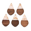 Transparent Resin and Walnut Wood Pendants RESI-T057-06N-1
