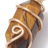Natural Mixed Stone Copper Wire Wrapped Pointed Pendants PALLOY-JF02677-01-2