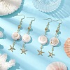 Natural Shiva Eye Shell Dangle Earrings EJEW-JE05798-2