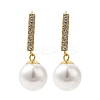 Ion Plating(IP) Stainless Steel Inlay Rhinestone & Imitation Pearl Stud Earrings for Women EJEW-M024-02G-1