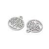 304 Stainless Steel Flat Round with Laser Cut Tree of Life Charms STAS-L022-512P-2