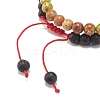 2Pcs 2 Style Natural Imperial Jasper(Dyed) & Green Aventurine & Lava Rock Braided Bead Bracelets Set with Alloy Shell BJEW-JB08476-6