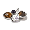 Natural Tiger Eye & Natural Amethyst Pendants G-G147-06P-07-2