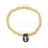 Brass Oval Charms Bracelets BJEW-B148-03B-04-4