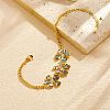 Natural Abalone Shell 304 Stainless Steel 3 Flower Link Bracelets for Women WGFB39D-01-2