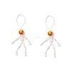 2Pcs Halloween Wood Pumpkin Macrame Cotton Cord Beaded Pendant Decorations HJEW-JM03904-S-1