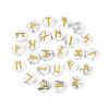 Brass Elder Futhark Alphabet Engraved Symbol Flat Round Natural Howlite Rune Stones G-I373-01F-2