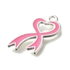 Breast Cancer Pink Awareness Ribbon Theme Alloy Enamel Pendants LS-ENAM-C026-01D-S-2