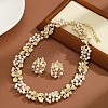 Ginkgo Leaf Zinc Alloy & Plastic Imitation Pearl Link Chain Necklace & Stud Earring Sets FS-WG12076-01-3