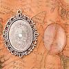 40x30mm Oval Clear Glass Cabochon Cover and Antique Silver Tibetan Style Pendant Cabochon Settings for DIY DIY-X0152-AS-RS-2