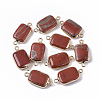 Edge Golden Plated Natural Red Jasper Links connectors G-S359-034B-1