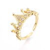 Brass Micro Pave Cubic Zirconia Cuff Rings for Women KK-T071-70G-4