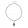 2Pcs 2 Styles Electroplate Glass Beaded Dark Cyan Christmas Tree & Alloy Star Pendant Black Waxed Cotton Cord Necklaces NJEW-MZ00123-6