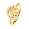 Brass Micro Pave Cubic Zirconia Adjustable Ring Components KK-CBAC351-01G-2