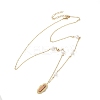 304 Stainless Steel & Natural Pearl & Synthetic Turquoise Oval Pendant Necklaces for Women NJEW-A045-23G-4