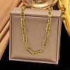 304 Stainless Steel Textured Paperclip Chain Necklaces for Women Men NJEW-Q028-08G-1