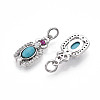 Synthetic Turquoise Rectangle with Flower Pendants KK-N258-16P-2