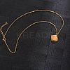 Natural Rose Quartz Rhombus Pendant Necklace with Brass Chains LS-VW7781-1-4