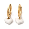 White Enamel Heart Dangle Hoop Earrings EJEW-P219-07G-1