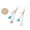 Shell Shape with Starfish Dangle Earrings EJEW-TA00640-3