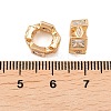Brass Micro Pave Clear Cubic Zirconia Rondelle European Beads KK-L261-04G-3
