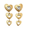 Heart 304 Stainless Steel Clear Cubic Zirconia  Dangle Stud Earrings EJEW-D319-17G-4