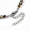 Natural Dalmatian Jasper 4.5mm Round Beaded Flower Pendant Necklaces NJEW-T016-04H-6