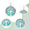 10Pcs Synthetic Turquoise Flat Round Pendants G-AR0006-25A-5