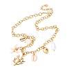 304 Stainless Steel Coral Shape & Resin Shell & Plastic Imitation Pearl Pendant Necklaces for Women NJEW-F352-01G-1