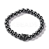 Round & Tiger Head Synthetic Non-magnetic Hematite Beaded Stretch Bracelets for Women BJEW-Q345-03-1