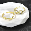 2Pcs 2 Styles Brass Micro Pave Clear Cubic Cuff Zirconia Rings for Women RJEW-S399-04G-1
