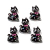 Transparent Resin Bowknot Kitten Decoden Cabochons RESI-M045-07C-1