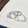 Brass Micro Pave Cubic Zirconia Cuff Rings for Women RJEW-H256-08P-2