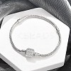 Brass Micro Pave Clear Cubic Zirconia Link Bracelets LS-BJEW-S158-15P-1