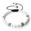 Trendy Ethnic Style Cube Evil Eye & Round Natural White Jade Beaded Stretch Bracelets PJ2289-3-1