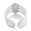304 Stainless Steel Synthetic Turquoise Cuff Rings G-Z056-03P-02-3