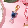 Natural Tiger Eye & Glass Seed Beaded Cat Pendant Decoration HJEW-MZ00157-04-1