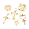 6Pcs 6 Styles Brass Micro Pave Cubic Zirconia Pendants KK-TA0002-36-2