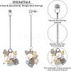 Natural Citrine & Aquamarine & Gemstone Chips Dangle Stud Earrings with Pearl EJEW-UN0002-08-4