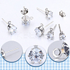 60Pcs 3 Size Clear Cubic Zirconia Stud Earring Findings STER-SP0001-01-6