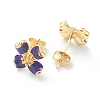 Brass Enamel Stud Earrings EJEW-J101-22G-02-2