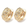 Brass Clear Cubic Zirconia Rhombus Hoop Earrings EJEW-D320-04G-4
