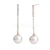 Clear Cubic Zirconia Tassel with Imitation Pearl Dangle Stud Earrings JE1050A-1