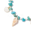 Summer Beach Synthetic Turquoise Chip Starfish & Natural Shell & Alloy Enamel Charm Anklets AJEW-TA00037-3