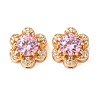 Brass Micro Pave Pink Cubic Zirconia Beads CU-CBAEC99-32G-02-1