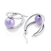 304 Stainless Steel & Plastic Imitation Pearl Oval with Ball Hoop Earrings for Women EJEW-C096-13P-02-2