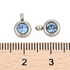 Trendy Original Color 304 Stainless Steel Grade A Rhinestone Flat Round Charm Pendants RB-M030-06Q-3