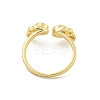 Rack Plated Brass Micro Pave Cubic Zirconia Teardrop with Wing Open Cuff Rings for Women RJEW-Z039-12G-3