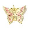 Butterfly Brass Enamel Micro Pave Cubic Zirconia Pendants KK-Z042-02G-01-1