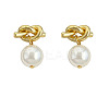 304 Stainless Steel and Glass-based Imitation Pearl Dangle Earrings for Women FS-WG0AE83-01-5